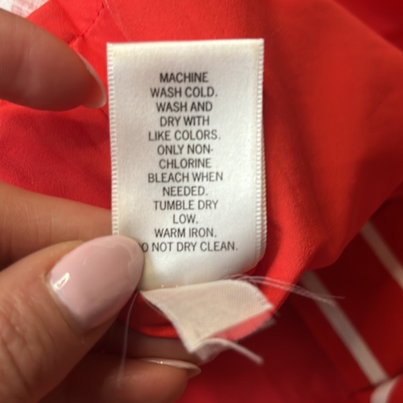 Banana Republic Skirt Back Zip Midi Striped Red, Size 6 - Picture 8 of 8